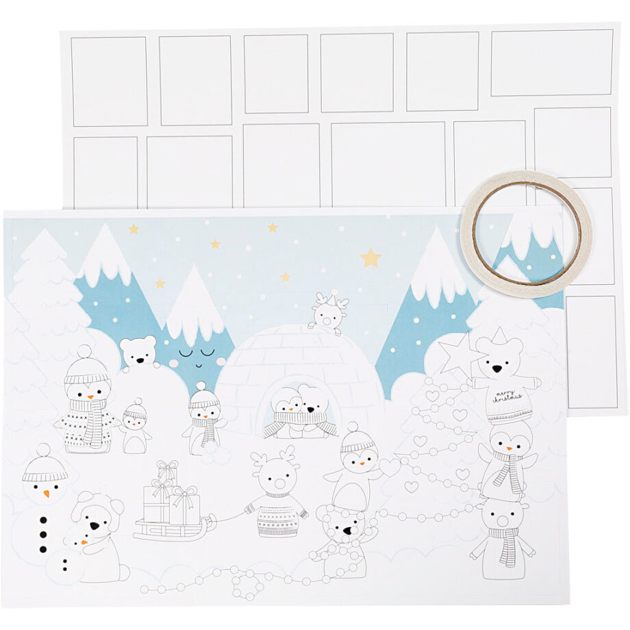 Julekalender 30x42 cm - 3 stk. med 24 låger