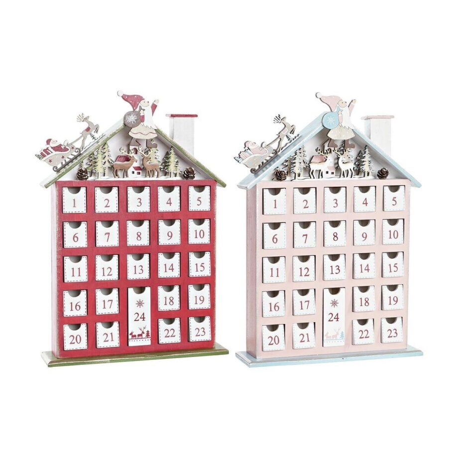 Adventskalender Træ Hus (27 x 7 x 40 cm) (2 enheder)