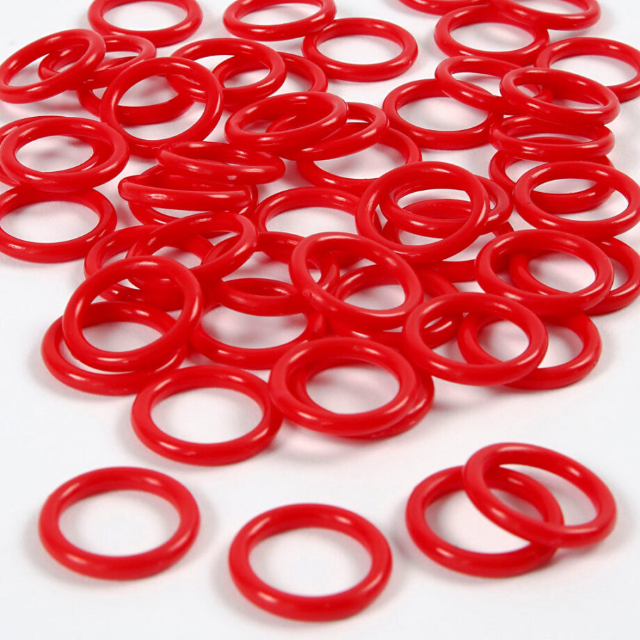 Røde plastringe 15 mm - 50 stk. til kreative projekter