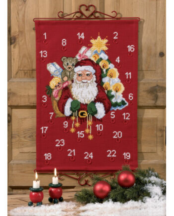 Permin Broderikit Aida Julekalender Julemand Med Sæk 60x40cm